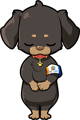 おじぎをしている犬のキャラクター
